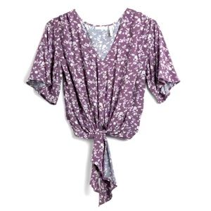 Luq purple tie front top, size Large